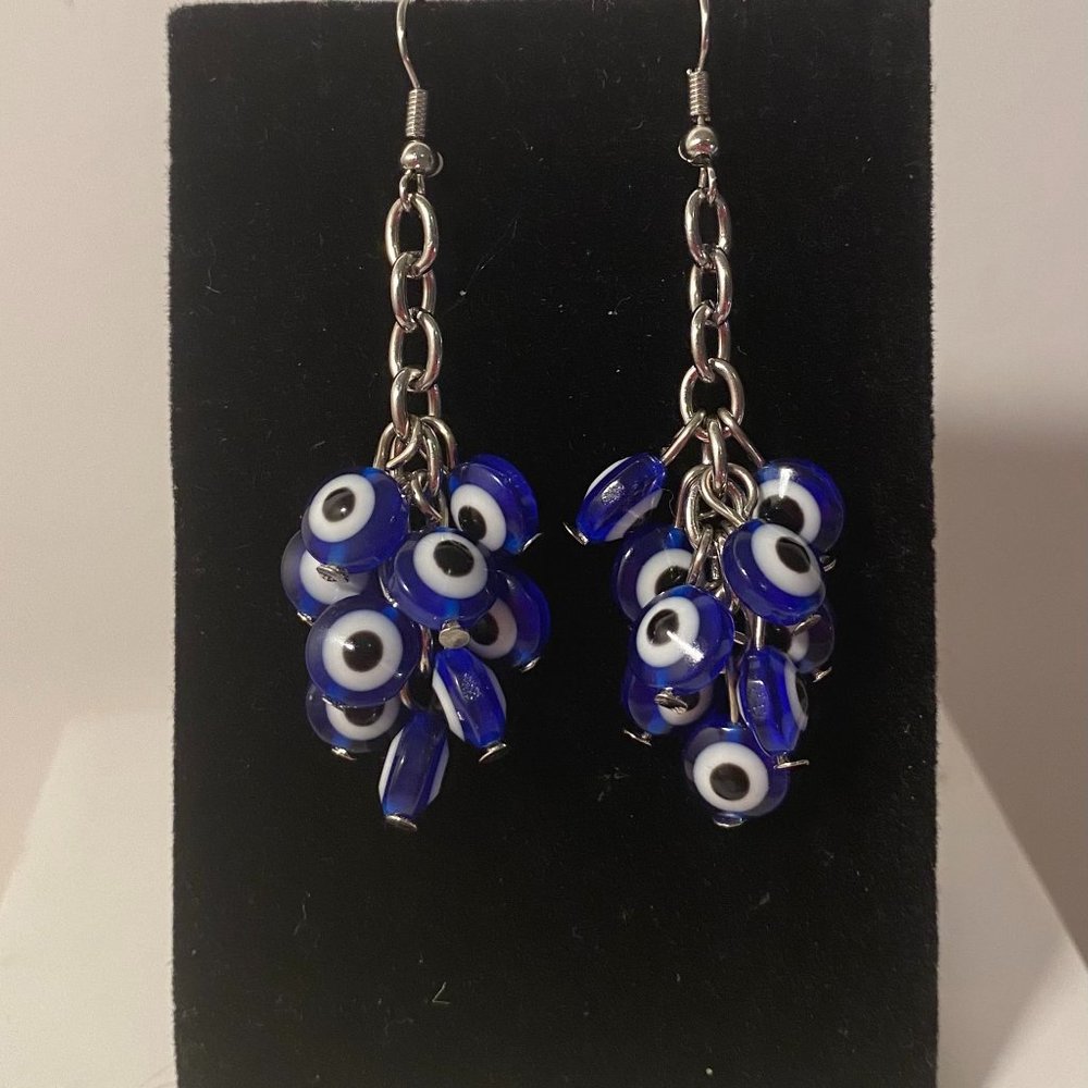 Blue Turkish evil eye earrings